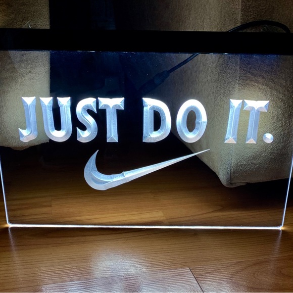 JUST DO IT NIKE LED NEON WHITE LIGHT SIGN 8x12 - Picture 1 of 3